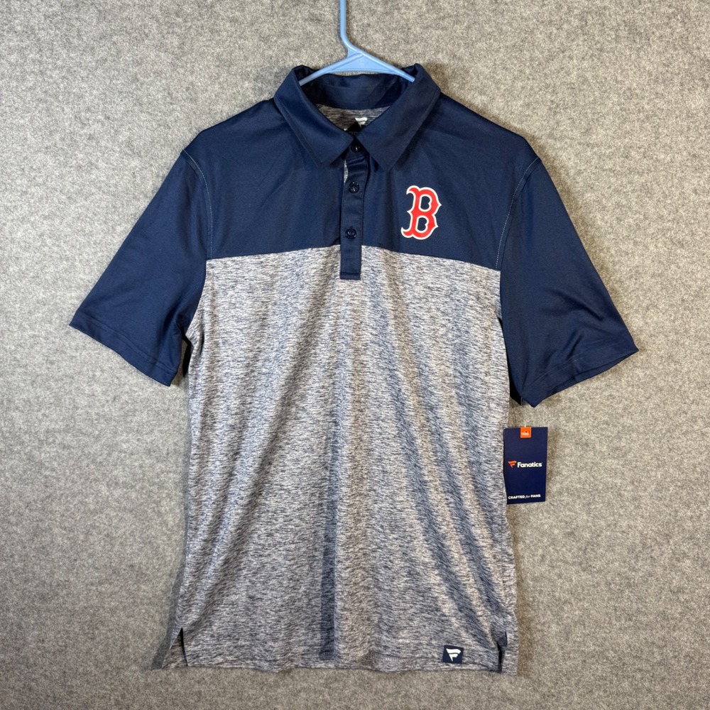 Fanatics Boston‎ Red Sox MLB Polo Shirt Mens Medium Navy Gray Baseball